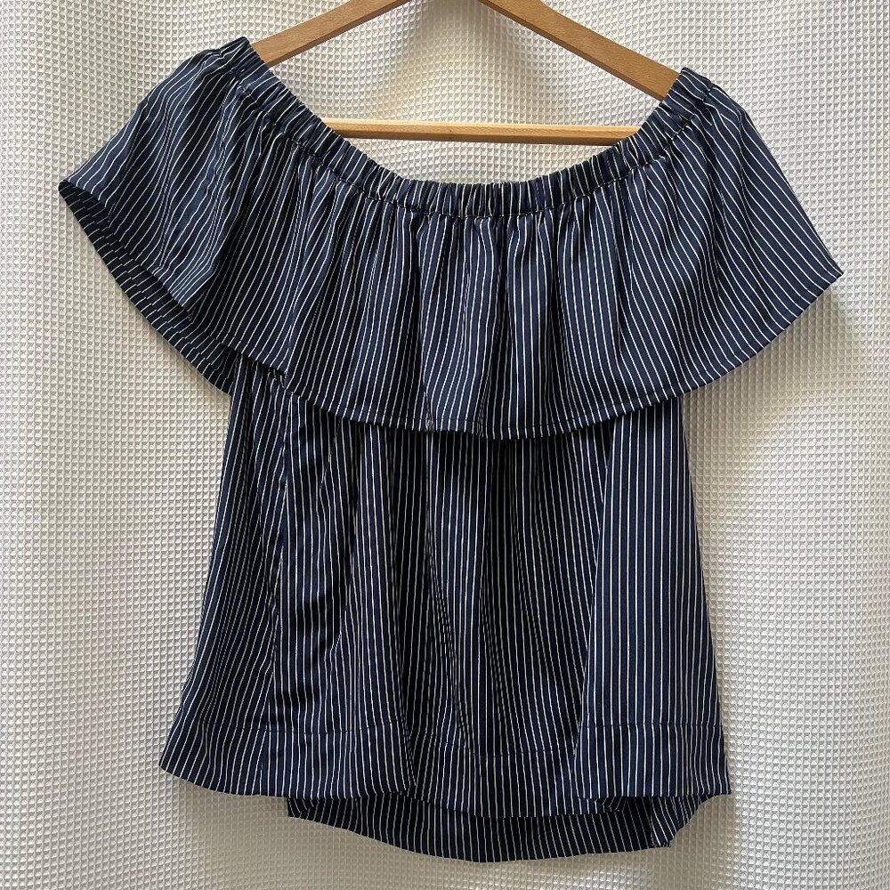 Madewell Blue and White Striped Silk Shirt Size S